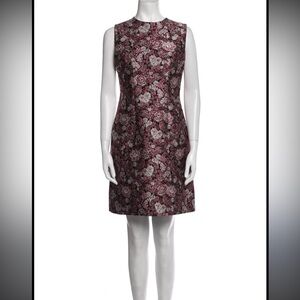 Adam Lippes Metallic Floral Brocade Sleeveless Dress Vintage-Inspired Jacquard,